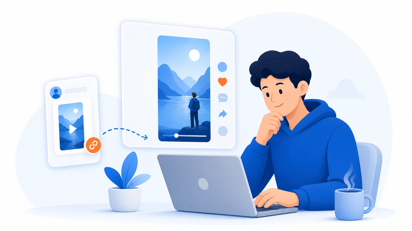 Illustration of a casual visitor opening a shared public video