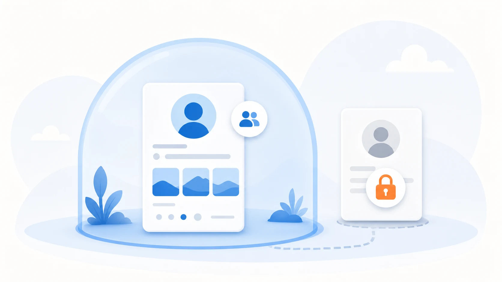Illustration of public content boundaries and private content protection