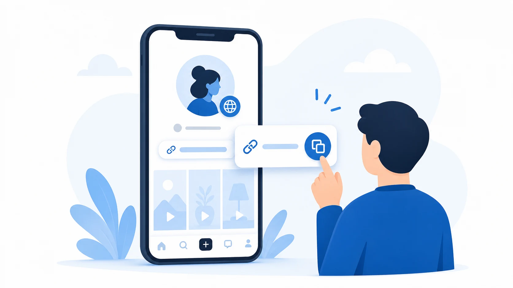 Illustration of copying a public TikTok username or profile link